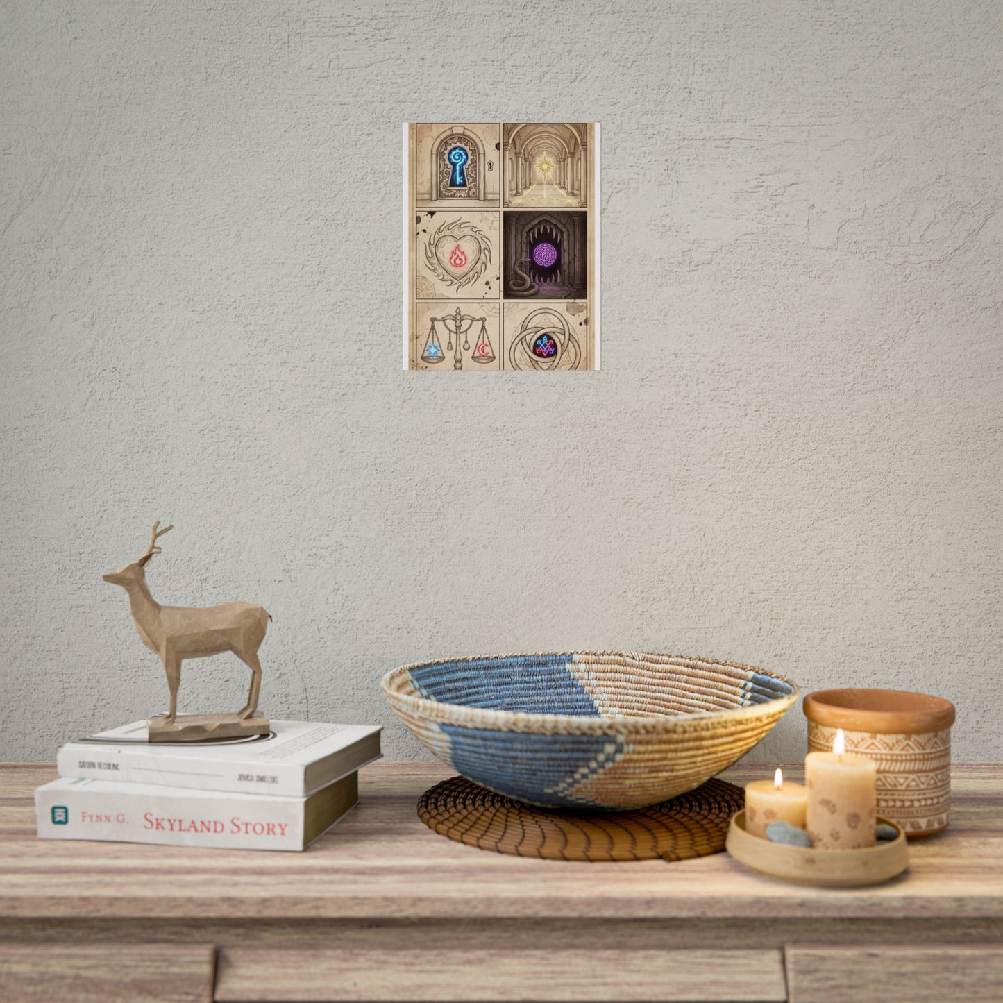 The Gates: Day & Duat — Hypersigil Comic Poster (Sepia + Color Accents)