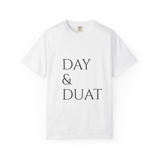 Day & Duat T-Shirt — Minimalist Egyptian-Inspired Typography Tee